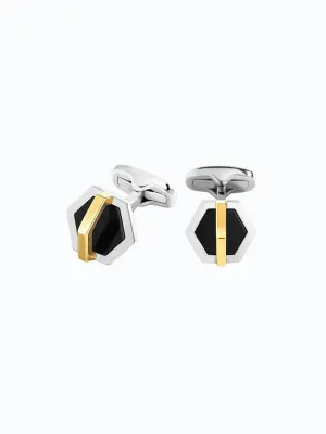 Cross Hexagon Cufflinks With Stone