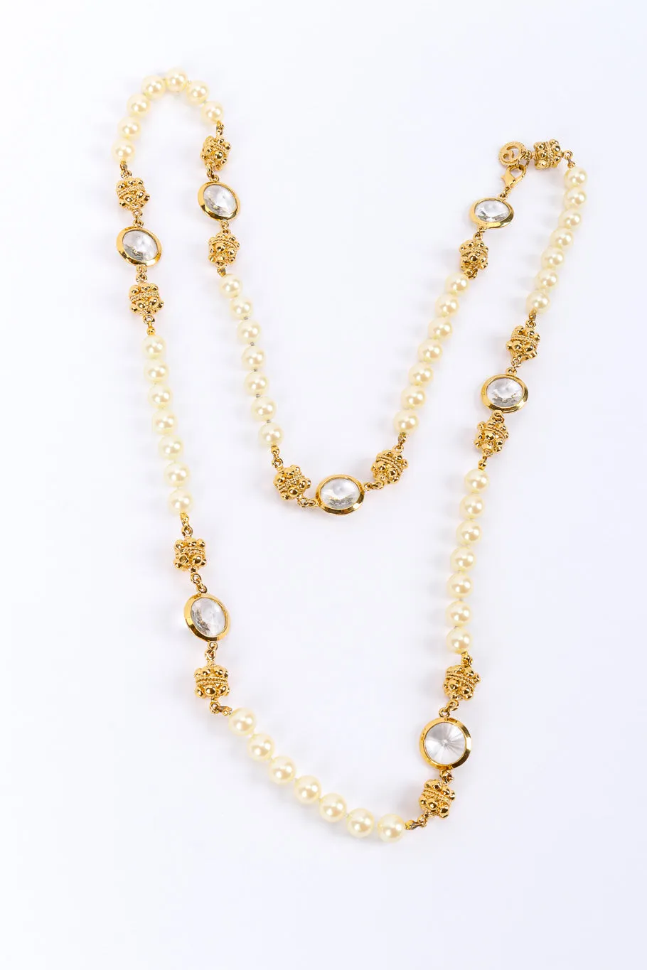 Crystal and Pearl Chain Necklace