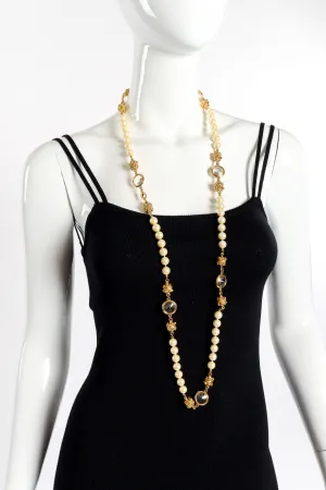Crystal and Pearl Chain Necklace