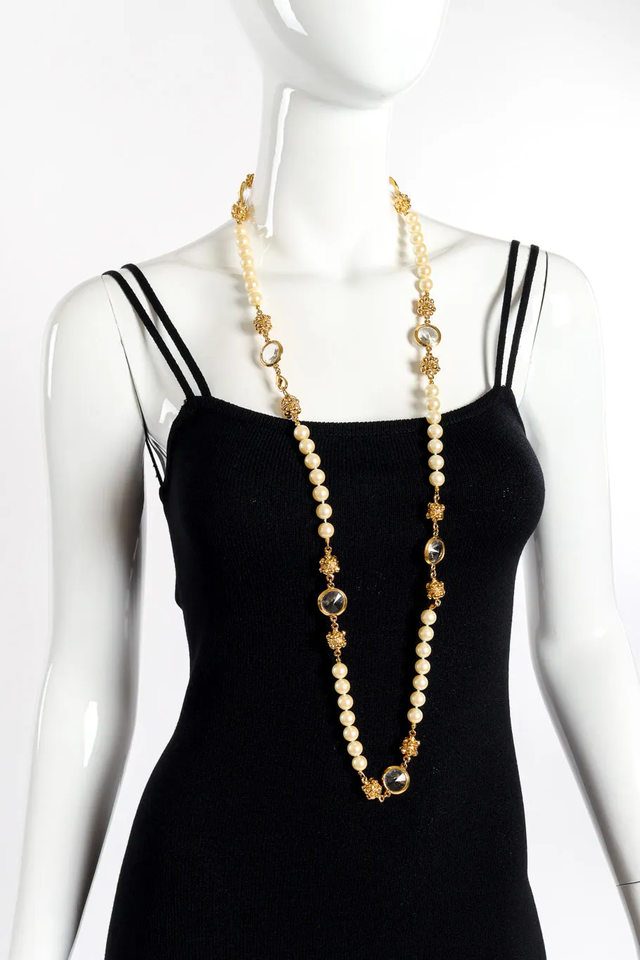 Crystal and Pearl Chain Necklace