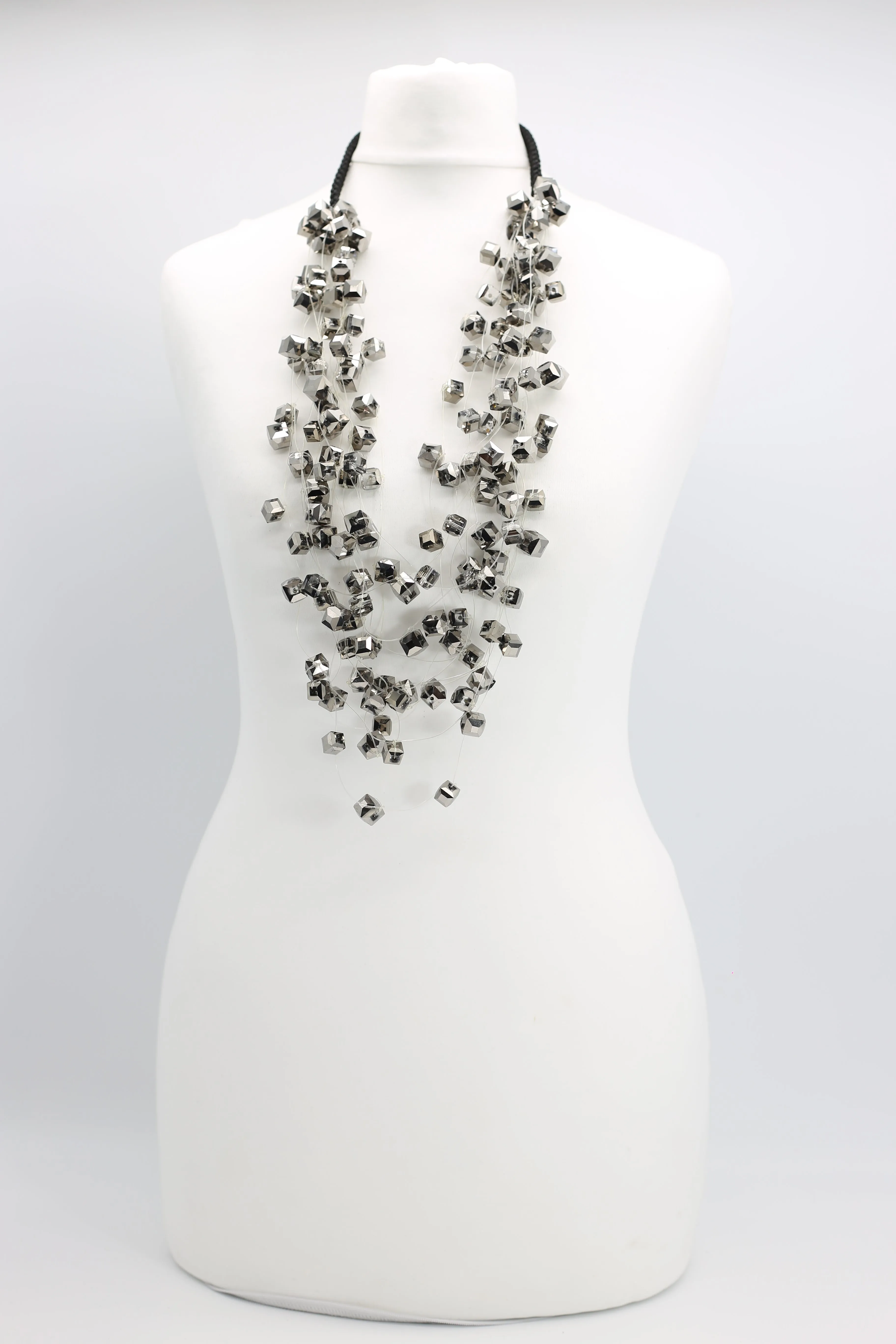 Crystal Cubes on Fishing Wire Necklaces - Medium