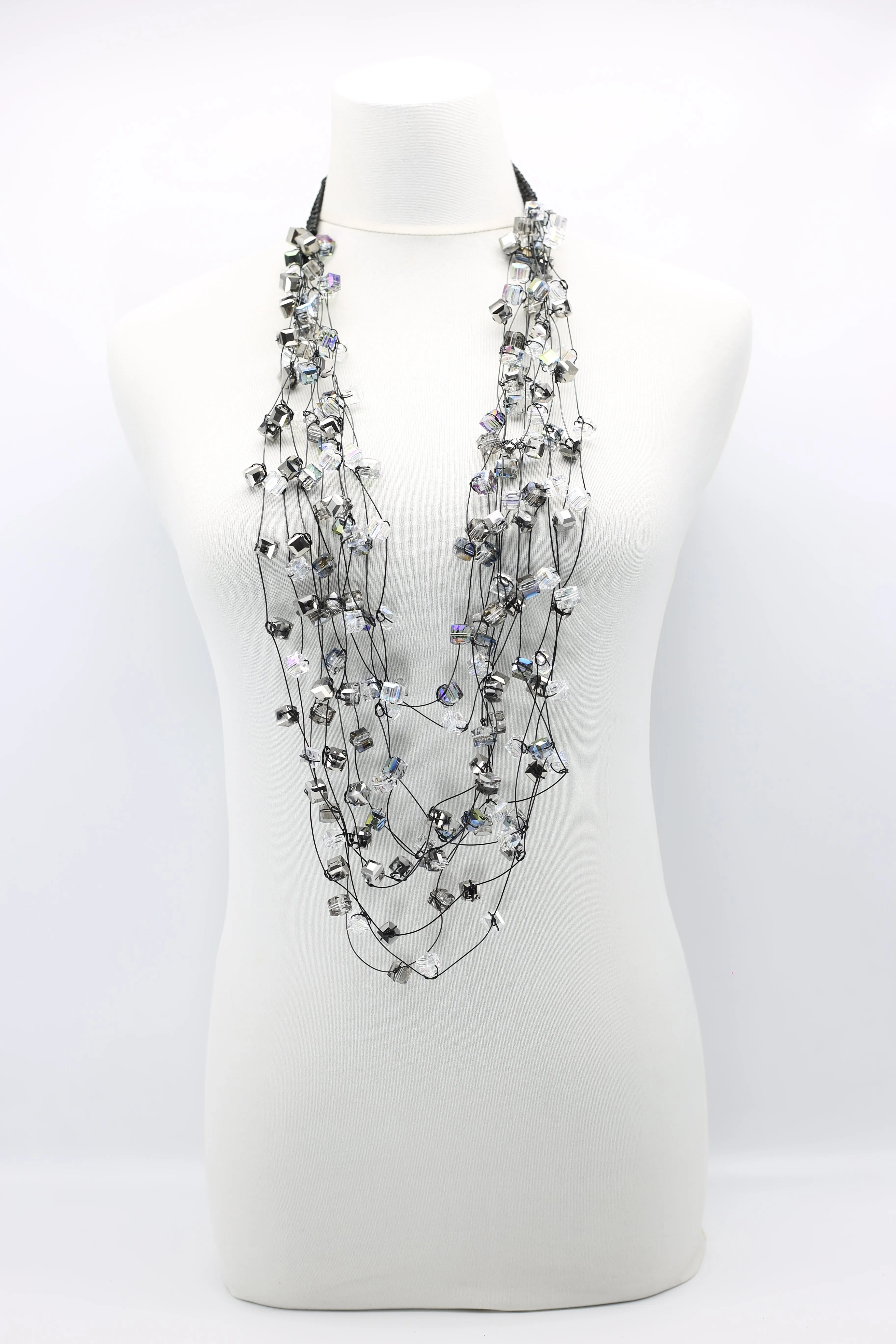 Crystal Cubes on Fishing Wire Necklaces - Medium