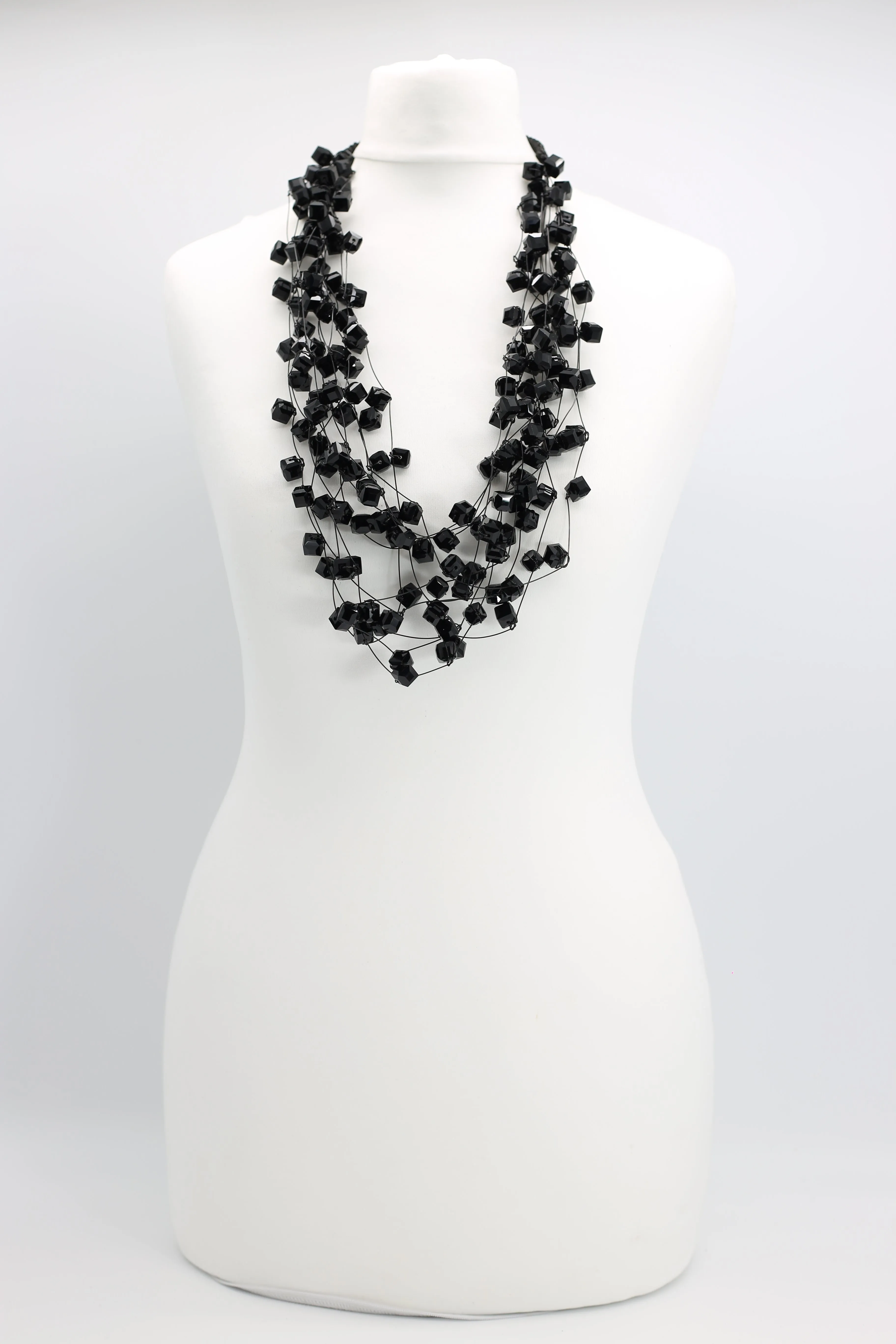 Crystal Cubes on Fishing Wire Necklaces - Medium