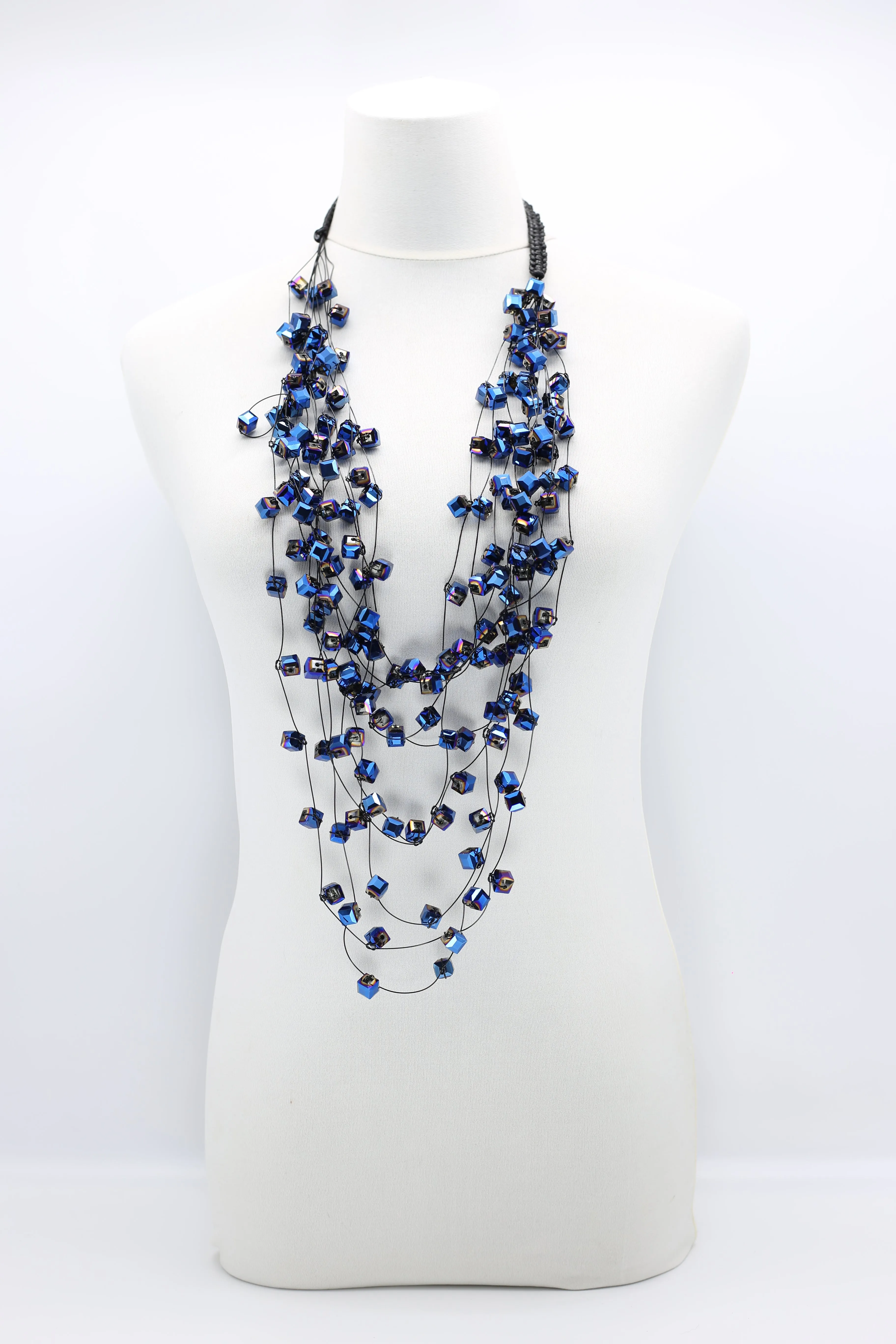 Crystal Cubes on Fishing Wire Necklaces - Medium