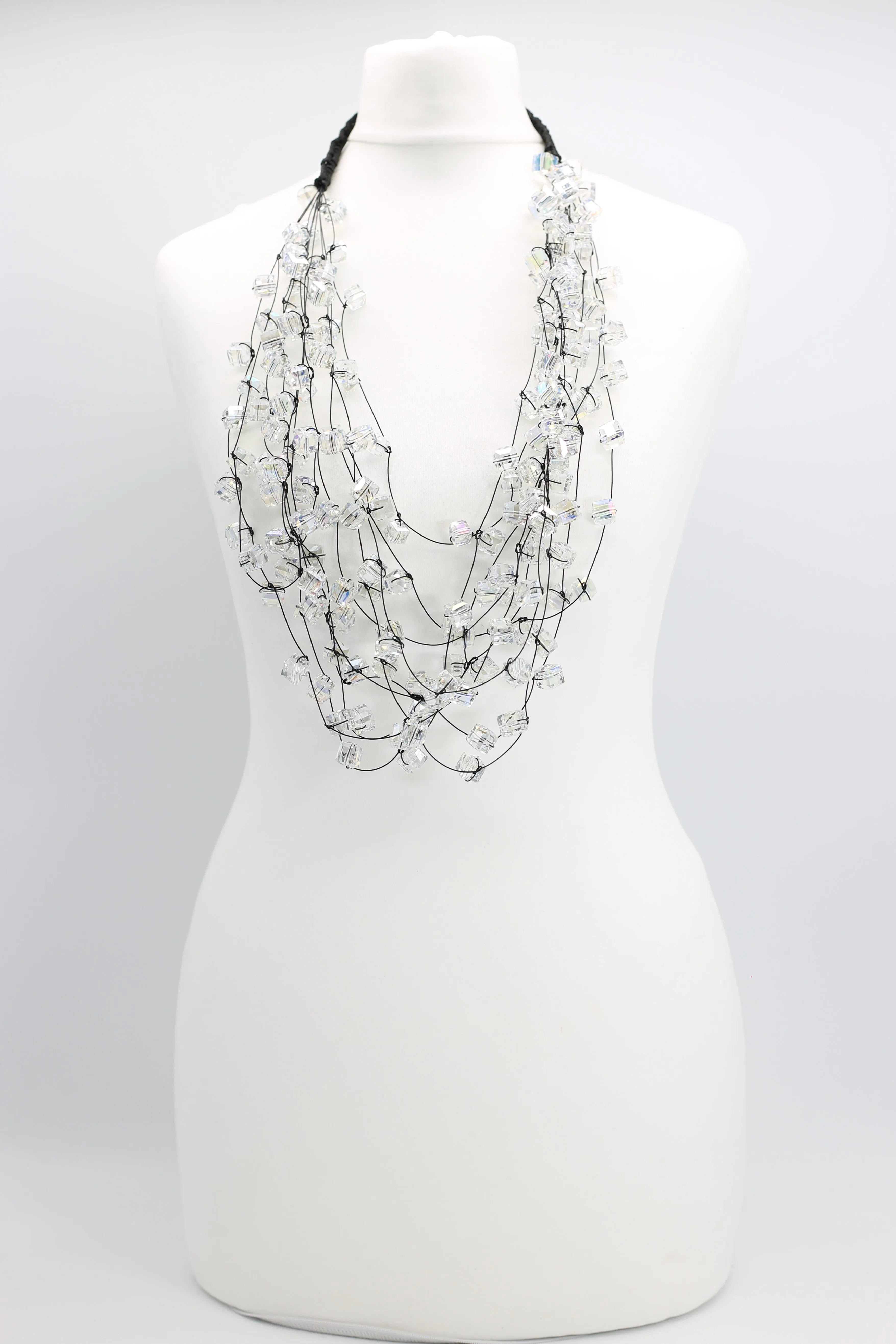 Crystal Cubes on Fishing Wire Necklaces - Medium