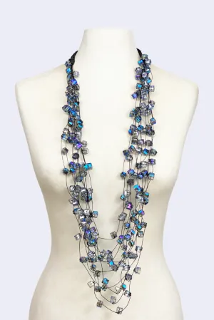 Crystal Cubes on Fishing Wire Necklaces - Medium
