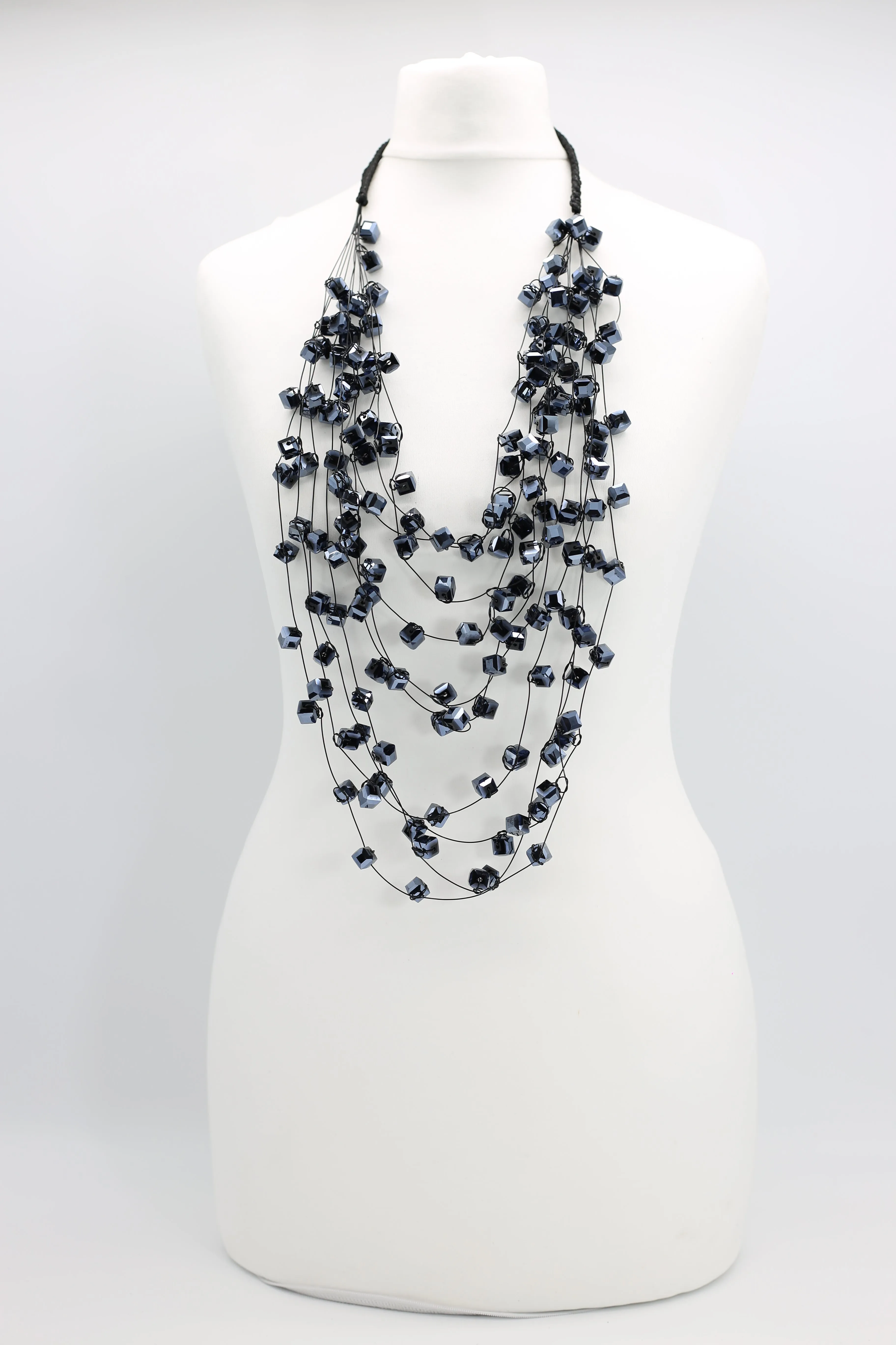 Crystal Cubes on Fishing Wire Necklaces - Medium