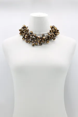 CRYSTAL CUBES ON FISHING WIRE NECKLACES - SHORT