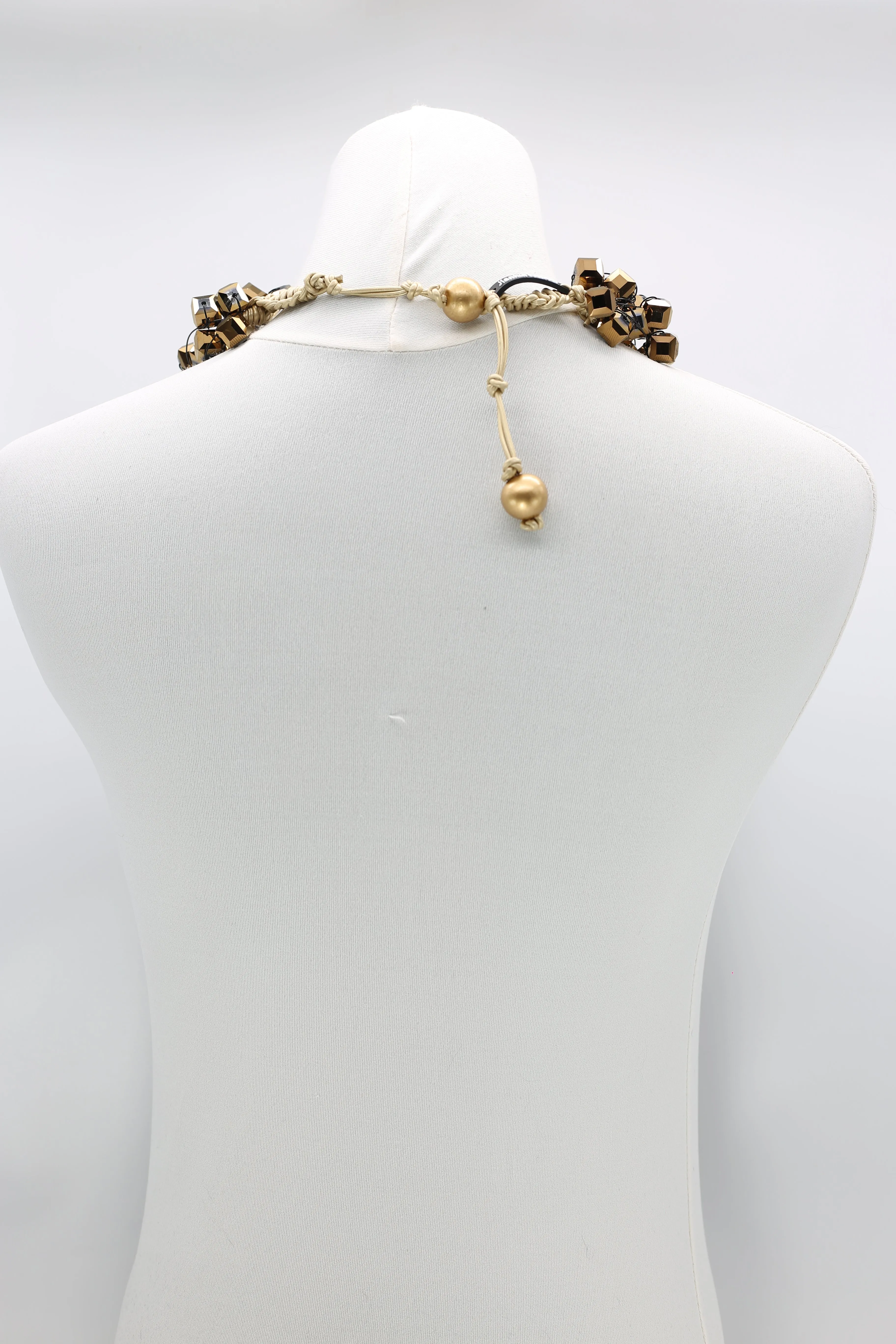 CRYSTAL CUBES ON FISHING WIRE NECKLACES - SHORT