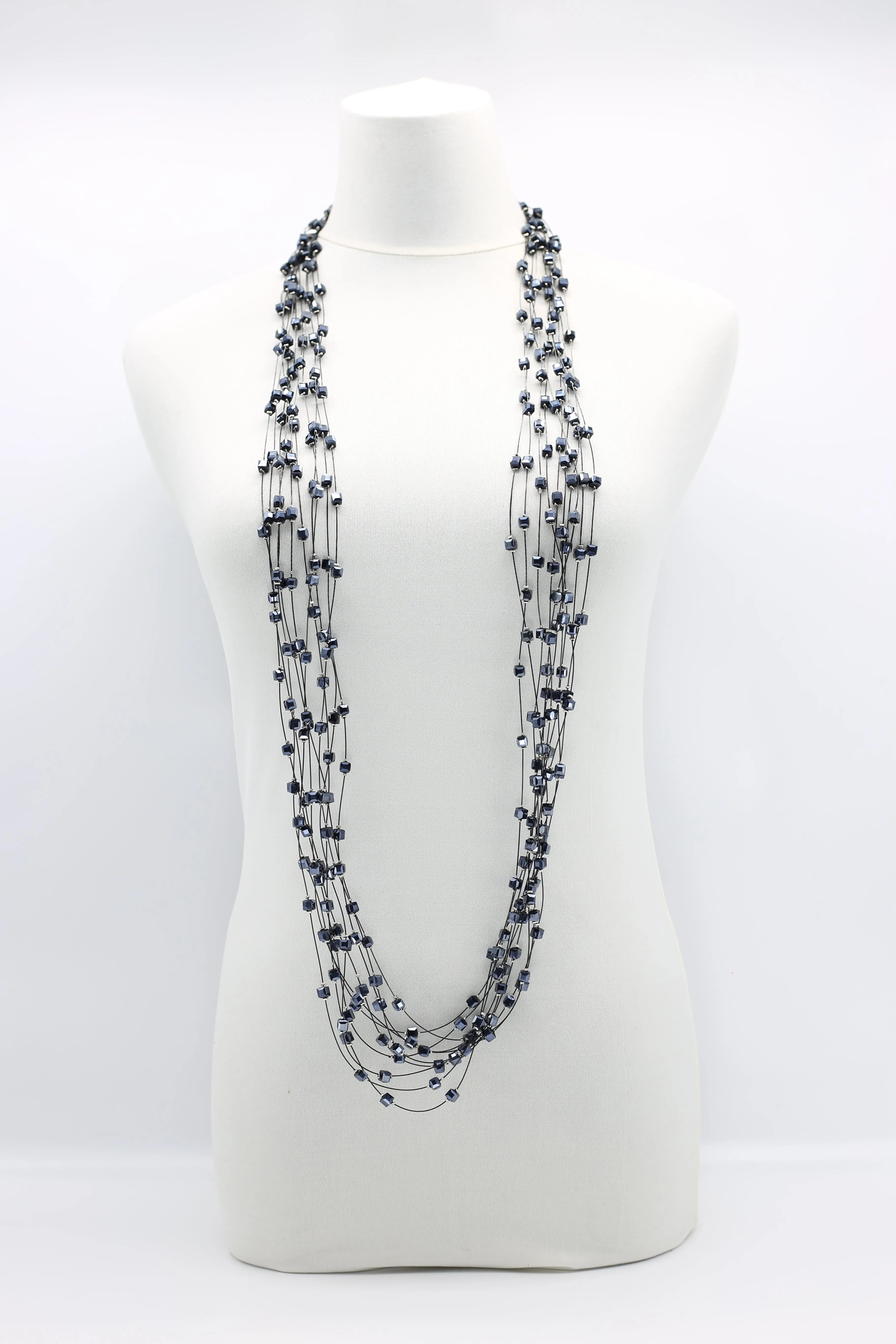 Crystal Cubes on Fishing Wire Necklaces - Small