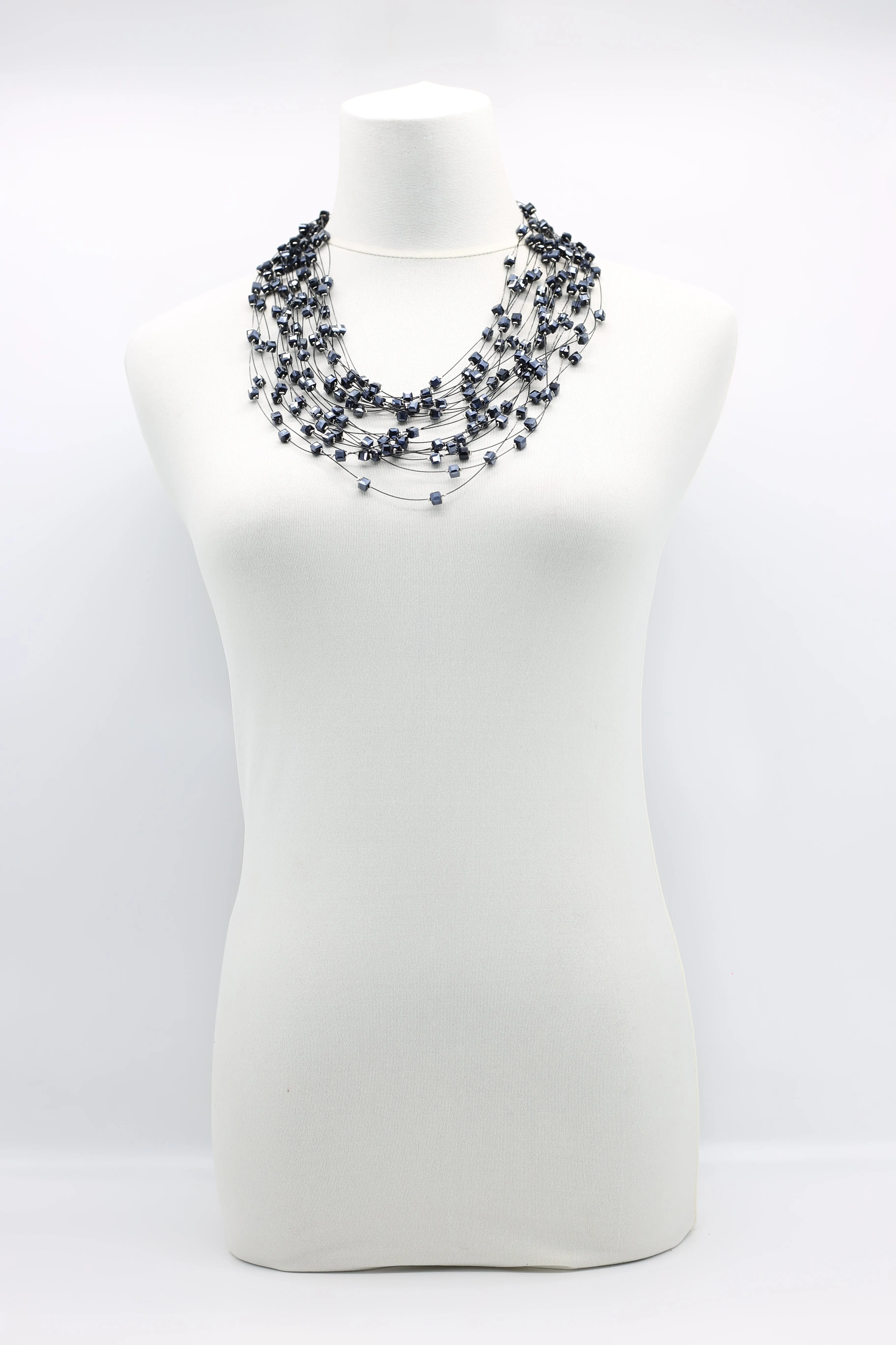 Crystal Cubes on Fishing Wire Necklaces - Small