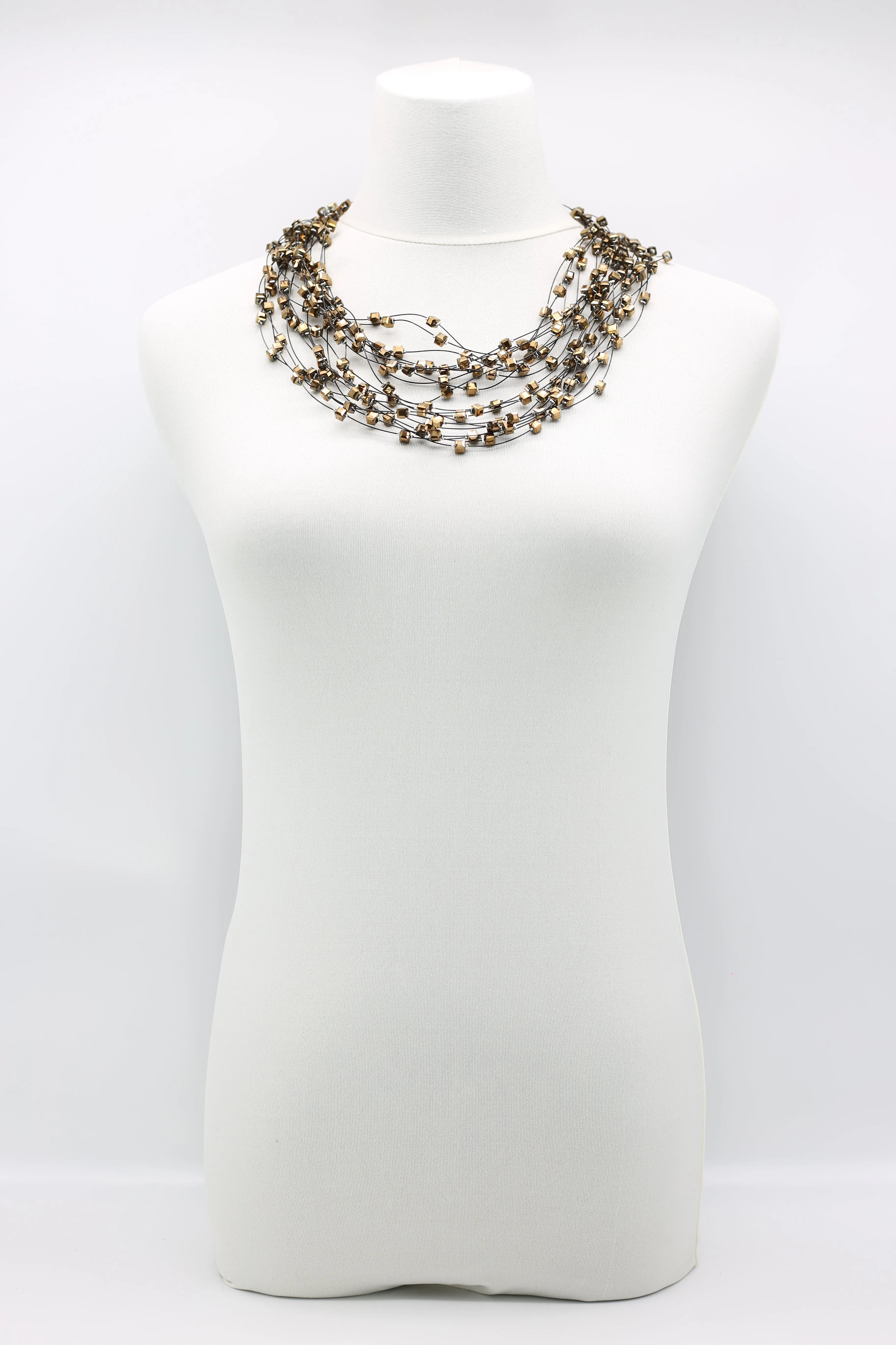 Crystal Cubes on Fishing Wire Necklaces - Small