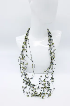 Crystal Cubes on Fishing Wire Necklaces - Small