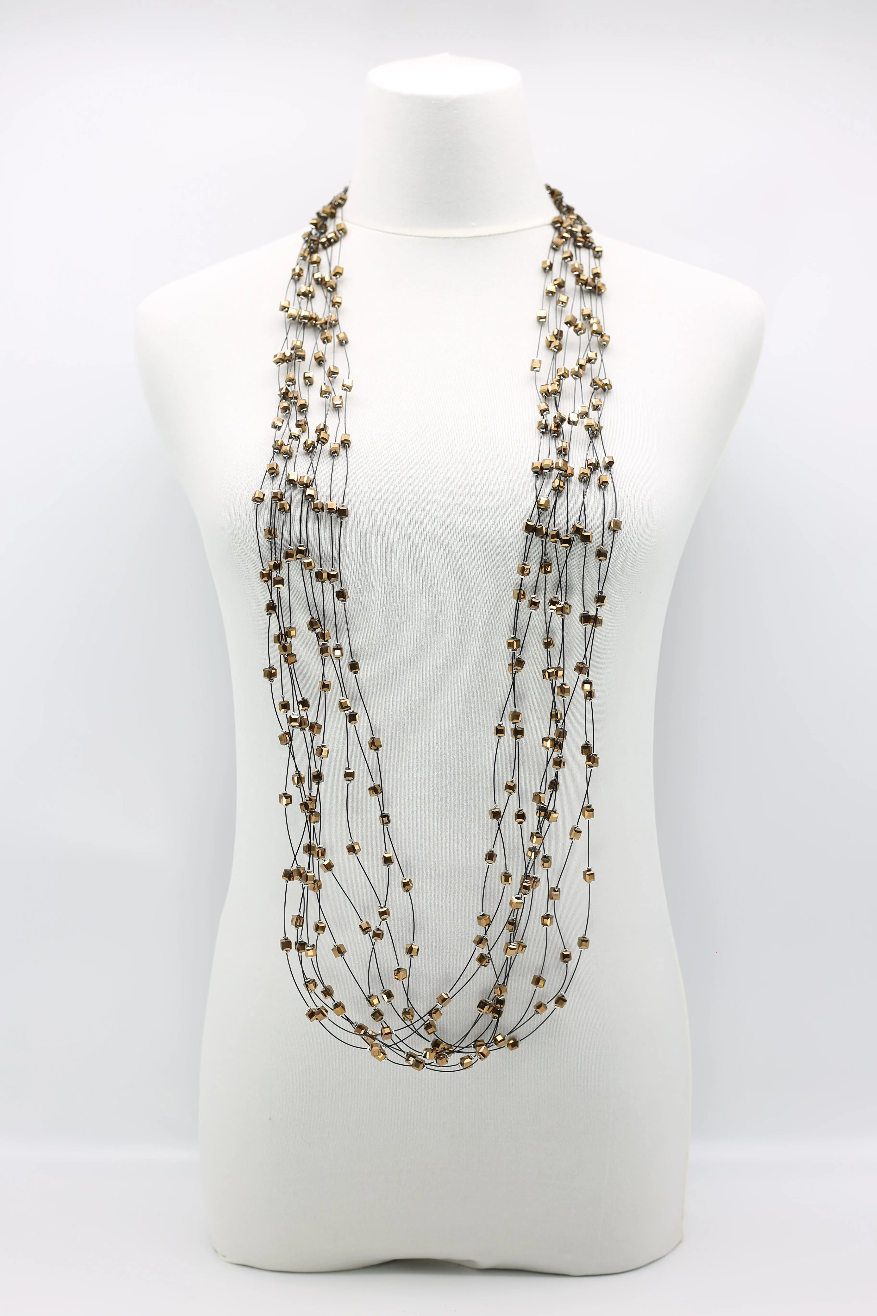 Crystal Cubes on Fishing Wire Necklaces - Small