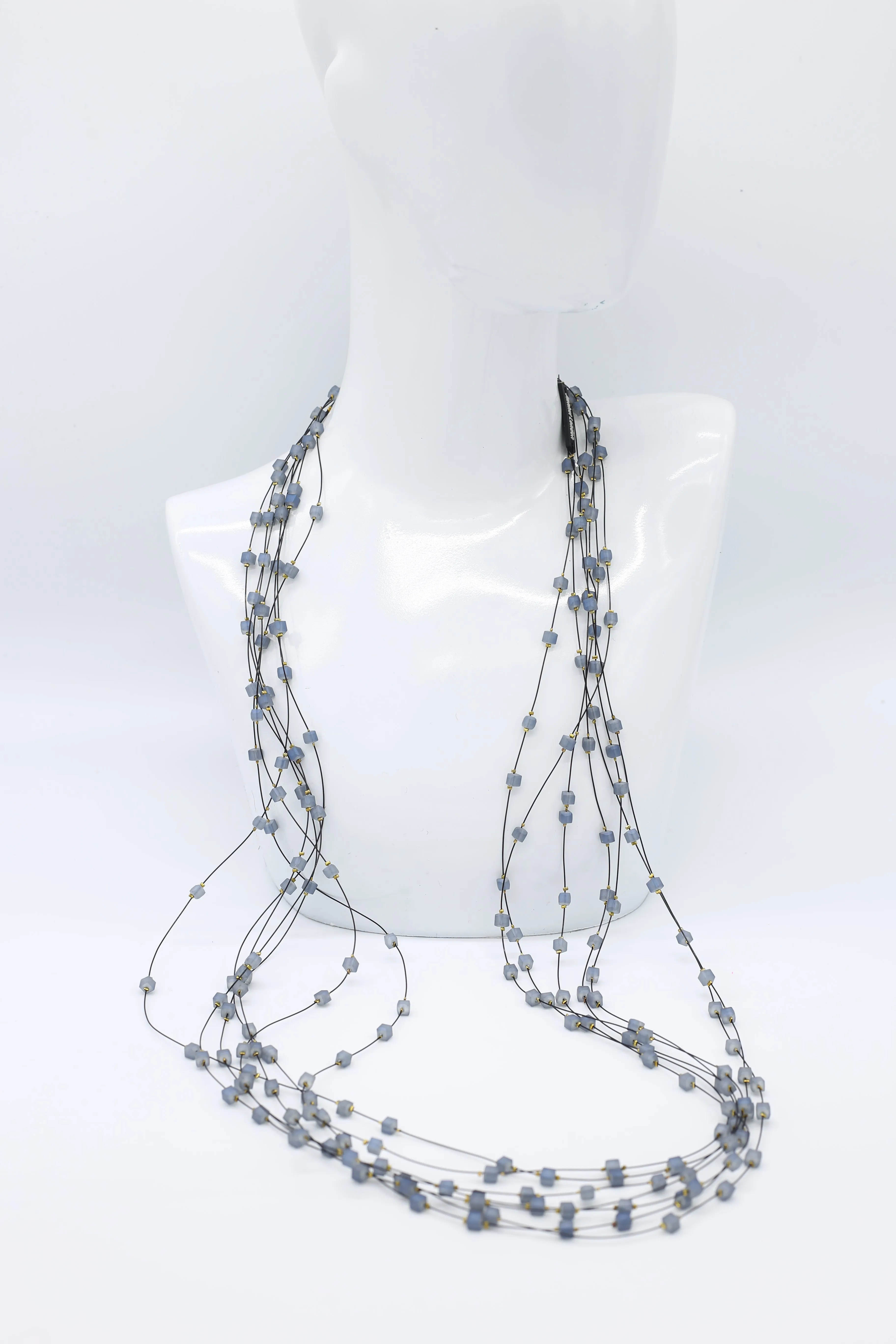 Crystal Cubes on Fishing Wire Necklaces - Small