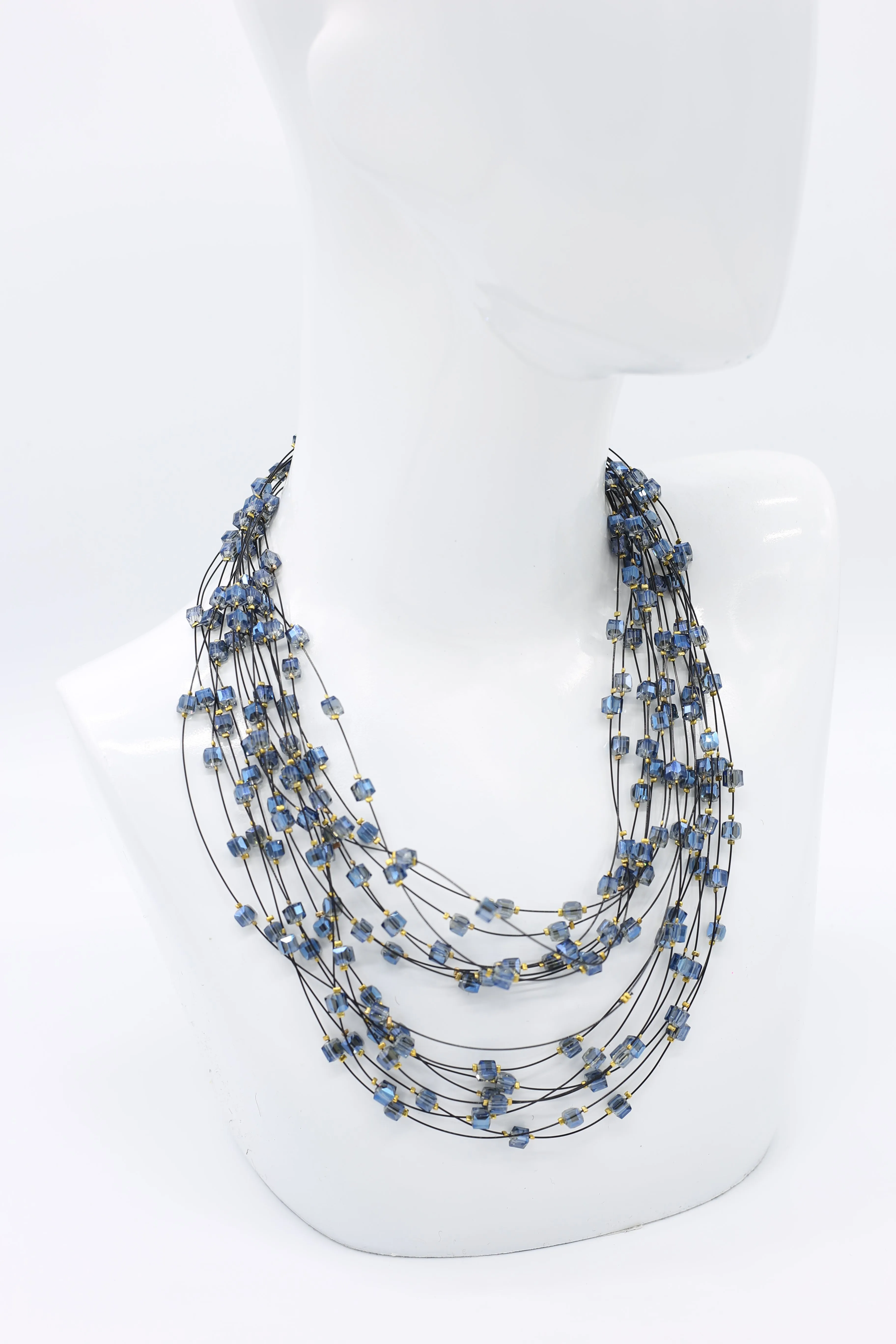 Crystal Cubes on Fishing Wire Necklaces - Small