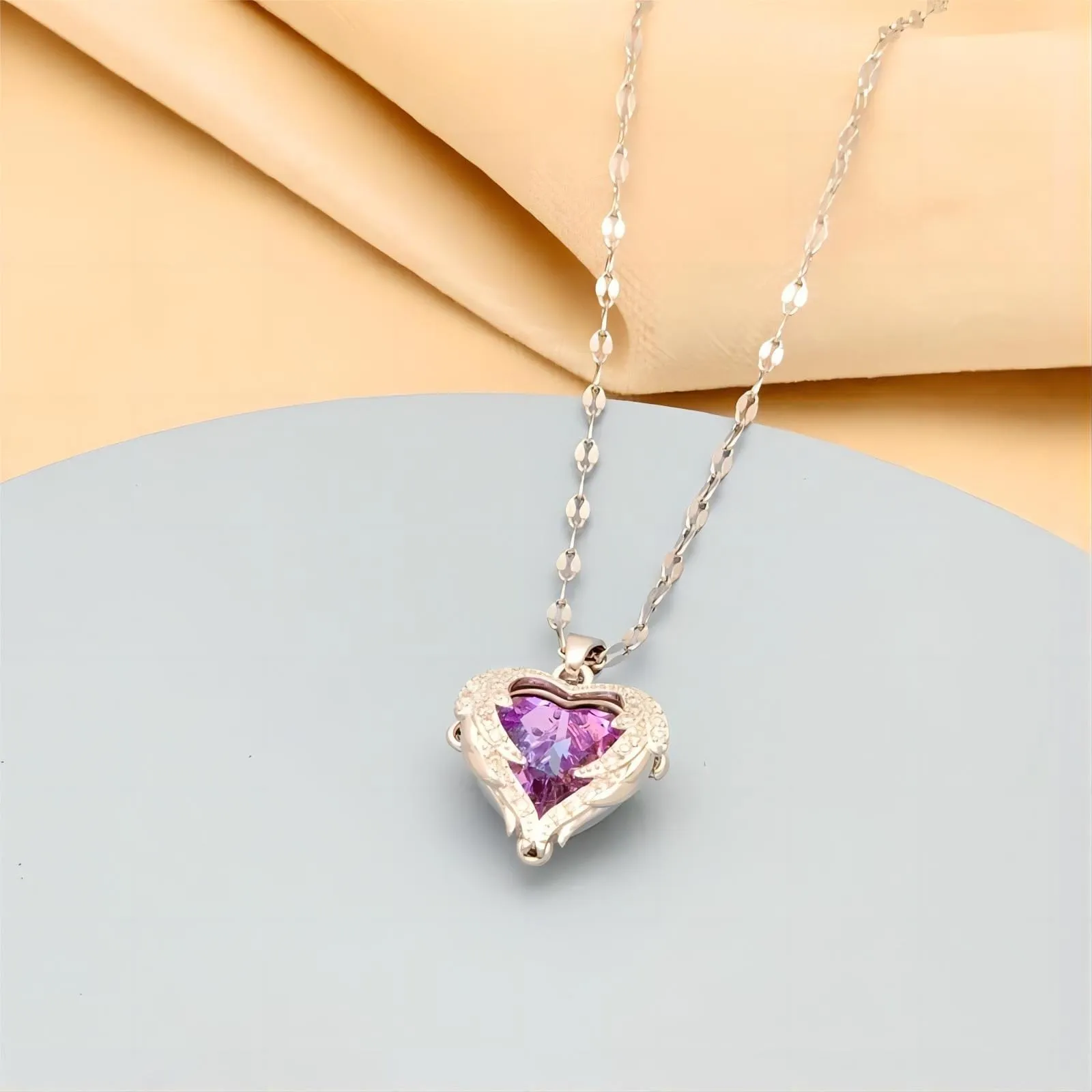 Crystal Ocean Heart Pendant Necklace