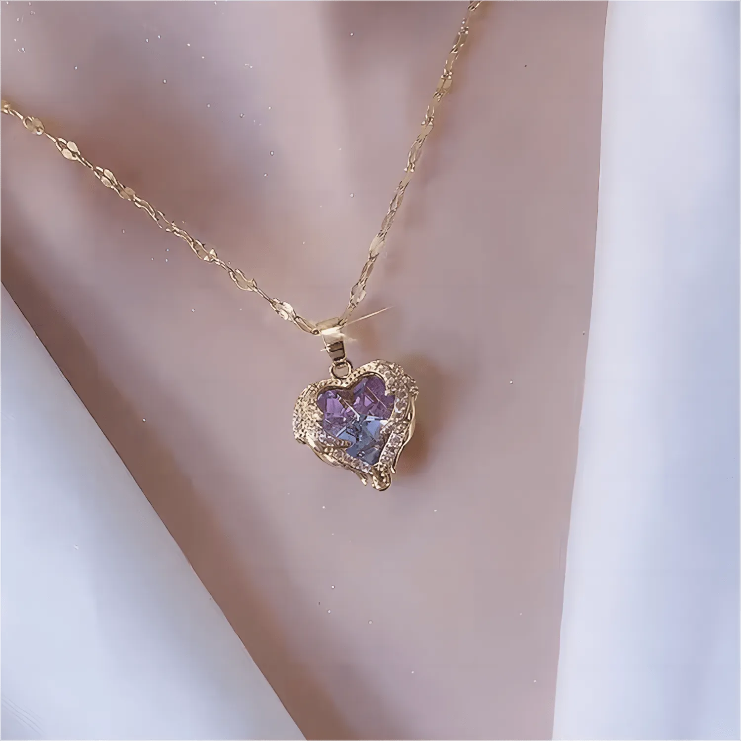 Crystal Ocean Heart Pendant Necklace