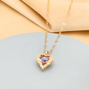 Crystal Ocean Heart Pendant Necklace