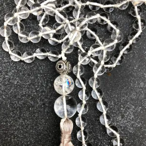 Crystal Quartz Mala (Grey Tassel)