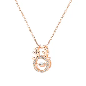 Cubic Zirconia & 18K Rose Gold-Plated Antler Pendant Necklace