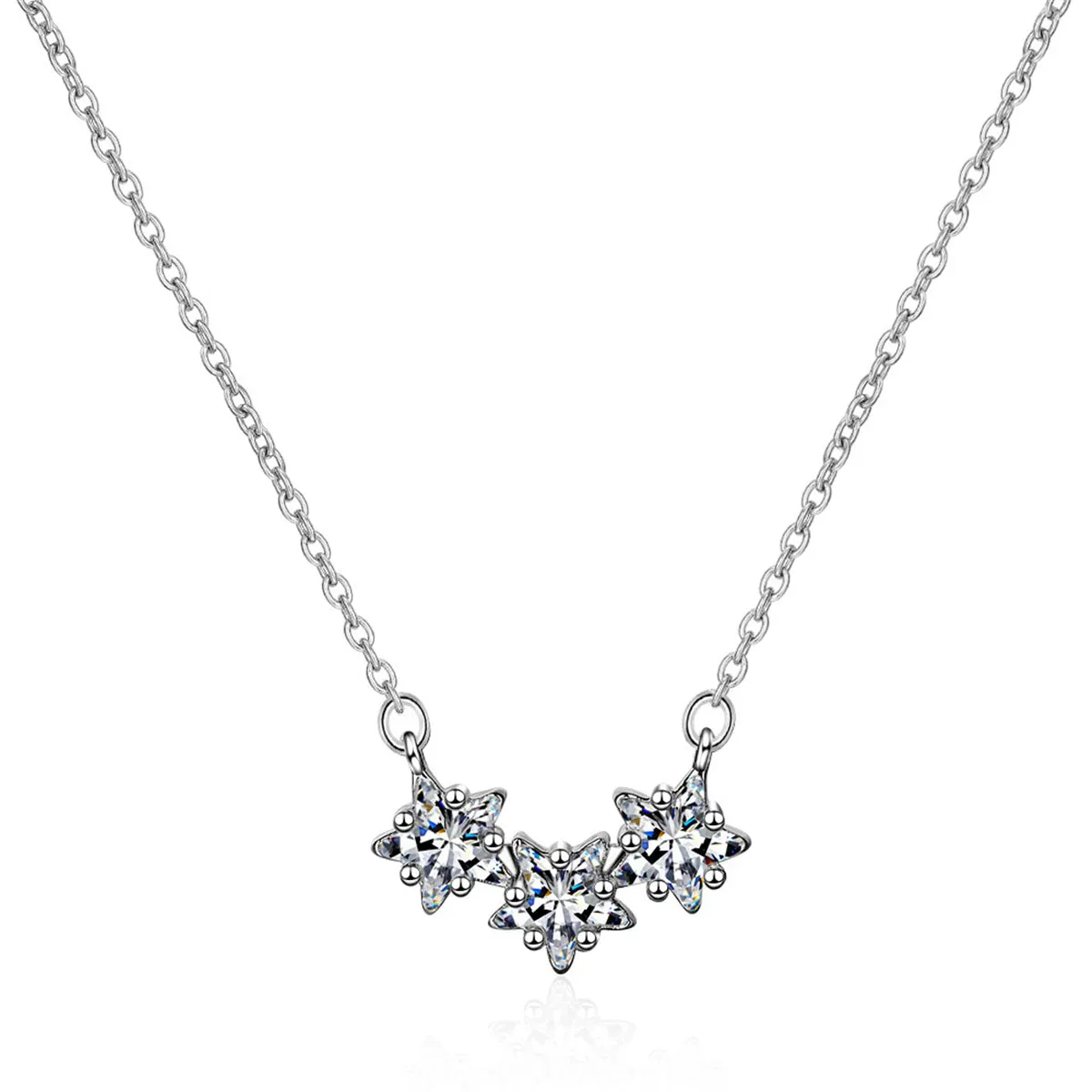 Cubic Zirconia & Silver-Plated Star Necklace