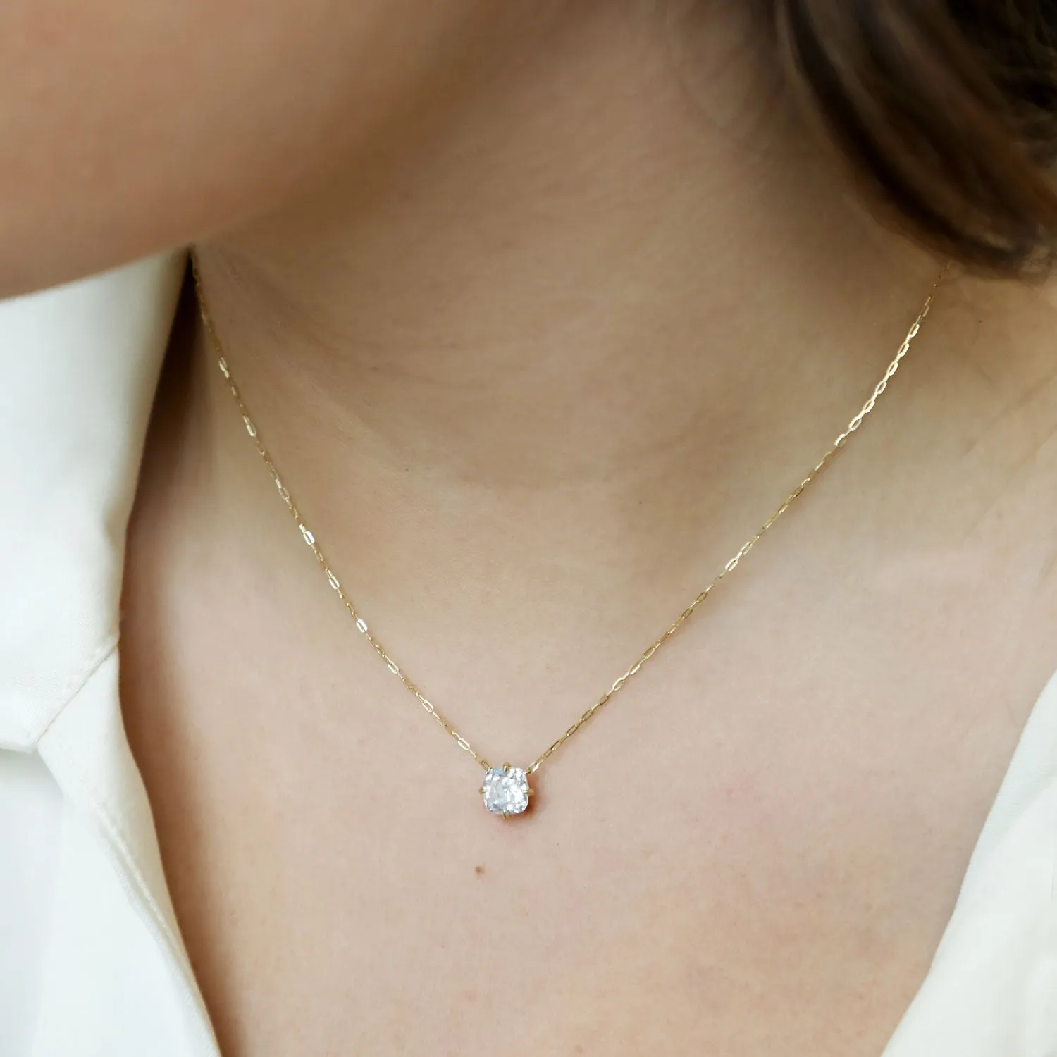 Cushion Cut Diamond Solitaire Necklace