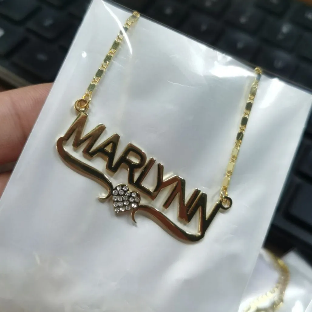Custom Name Crystal Heart Necklace