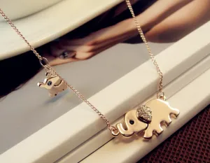 Cute Elephant Charming Crystal Chain Necklace