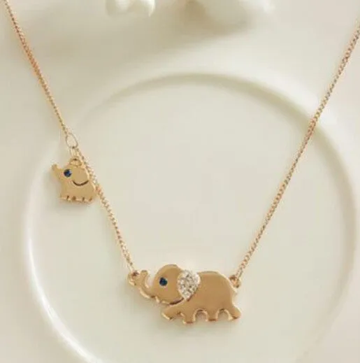 Cute Elephant Charming Crystal Chain Necklace
