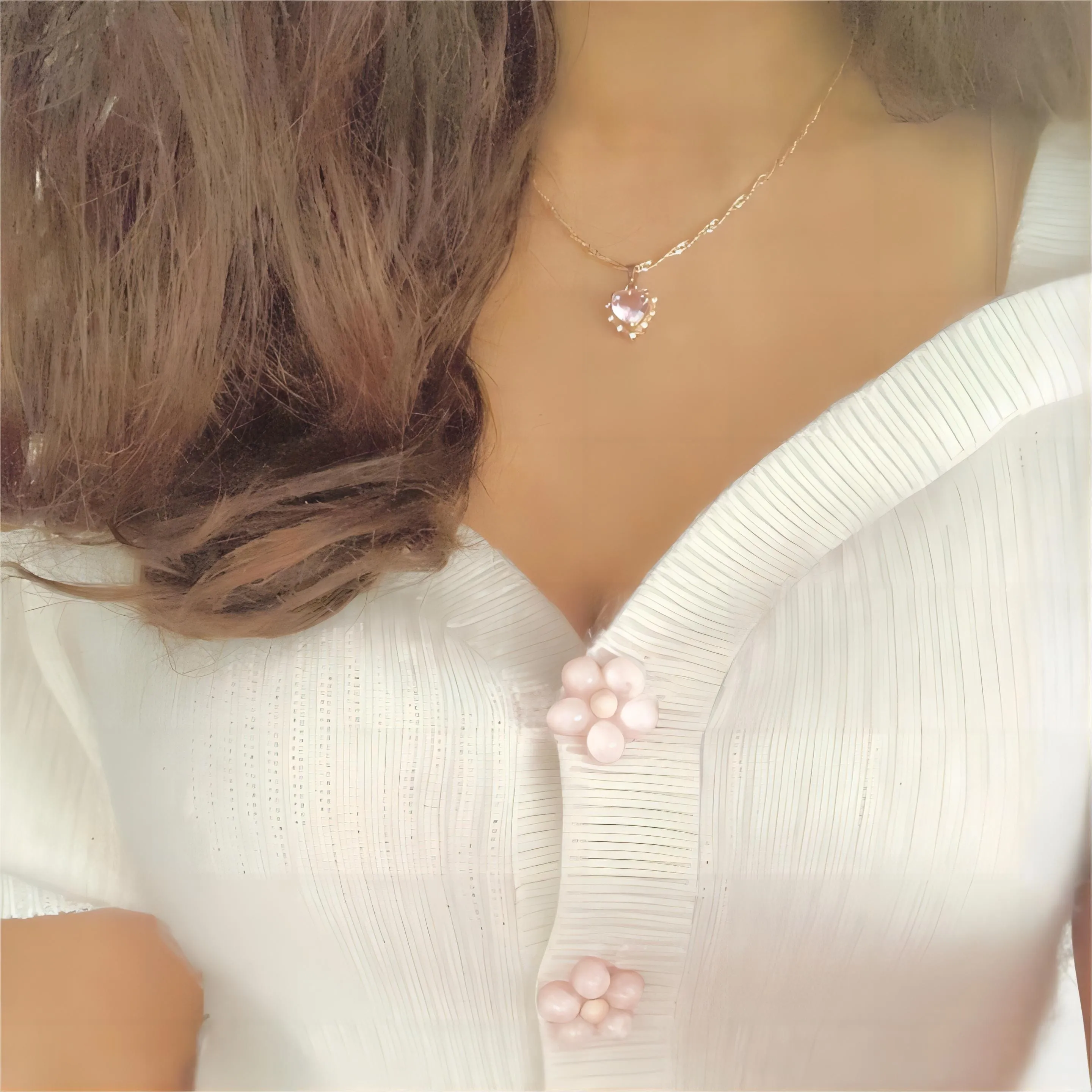 CZ Inlaid Crystal Heart Pendant Necklace