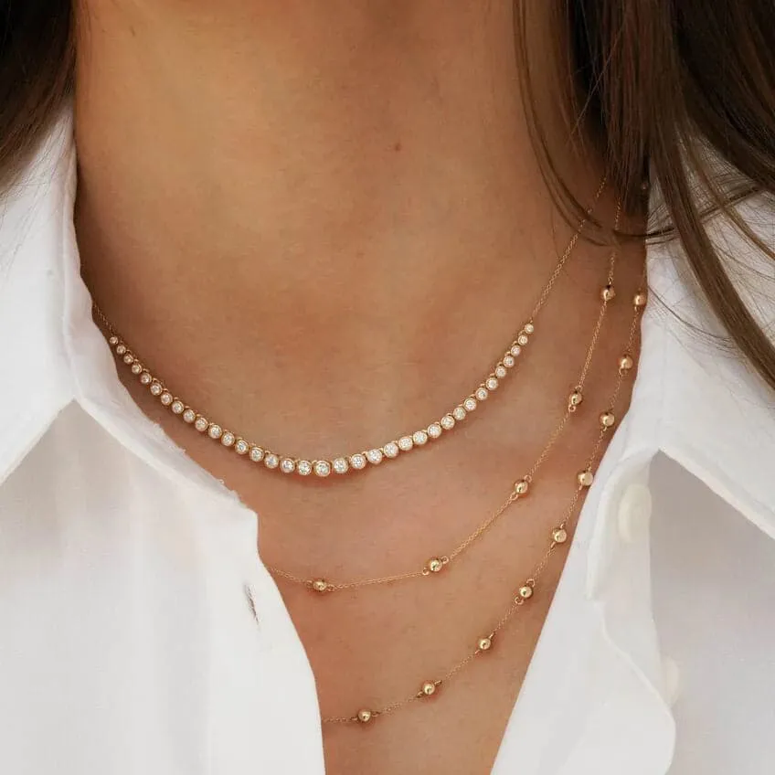 Dana Rebecca Designs Lulu Jack 14k Yellow Gold Graduating Bezel Diamond Tennis Necklace