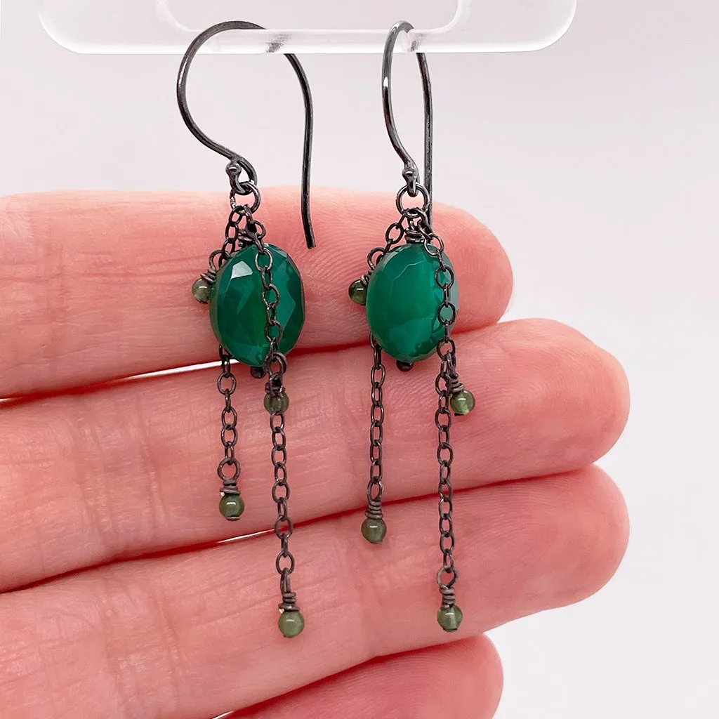 Dark and Bright Green Gemstone Earrings