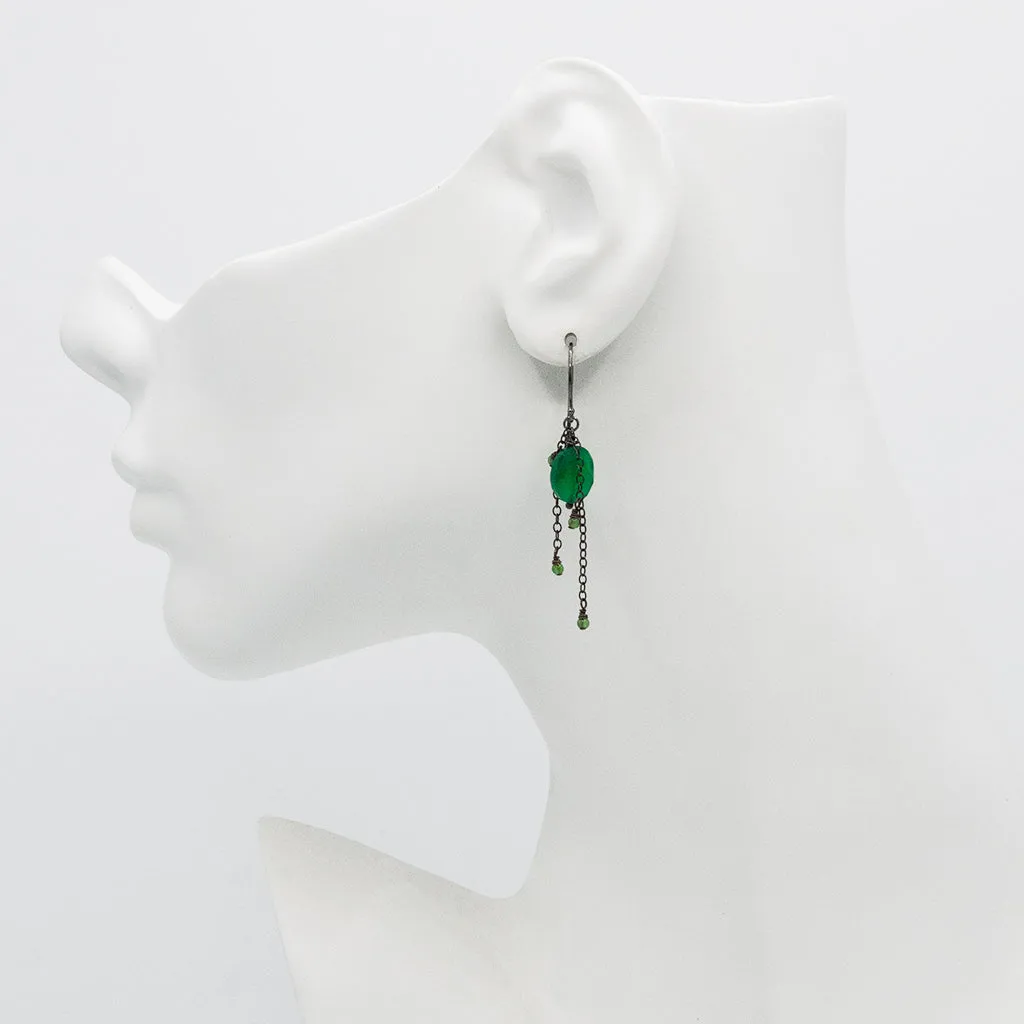 Dark and Bright Green Gemstone Earrings
