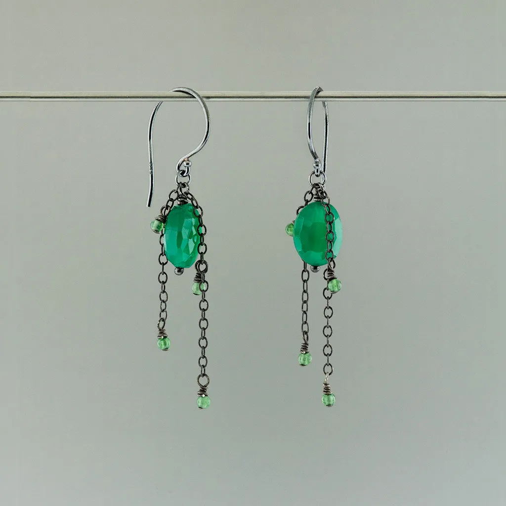 Dark and Bright Green Gemstone Earrings