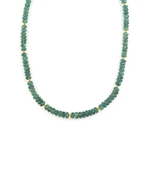 Dark Green Kyanite Gold Rondelle Necklace