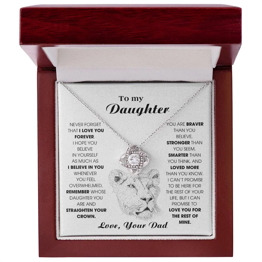 Daughter Gift, Daughter Necklace, 14k Sentimental Gift With Message Card & LED Box , Lion Card