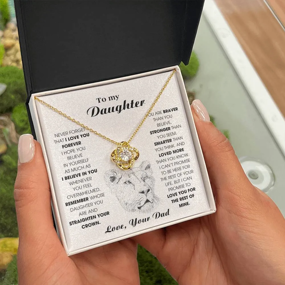 Daughter Gift, Daughter Necklace, 14k Sentimental Gift With Message Card & LED Box , Lion Card
