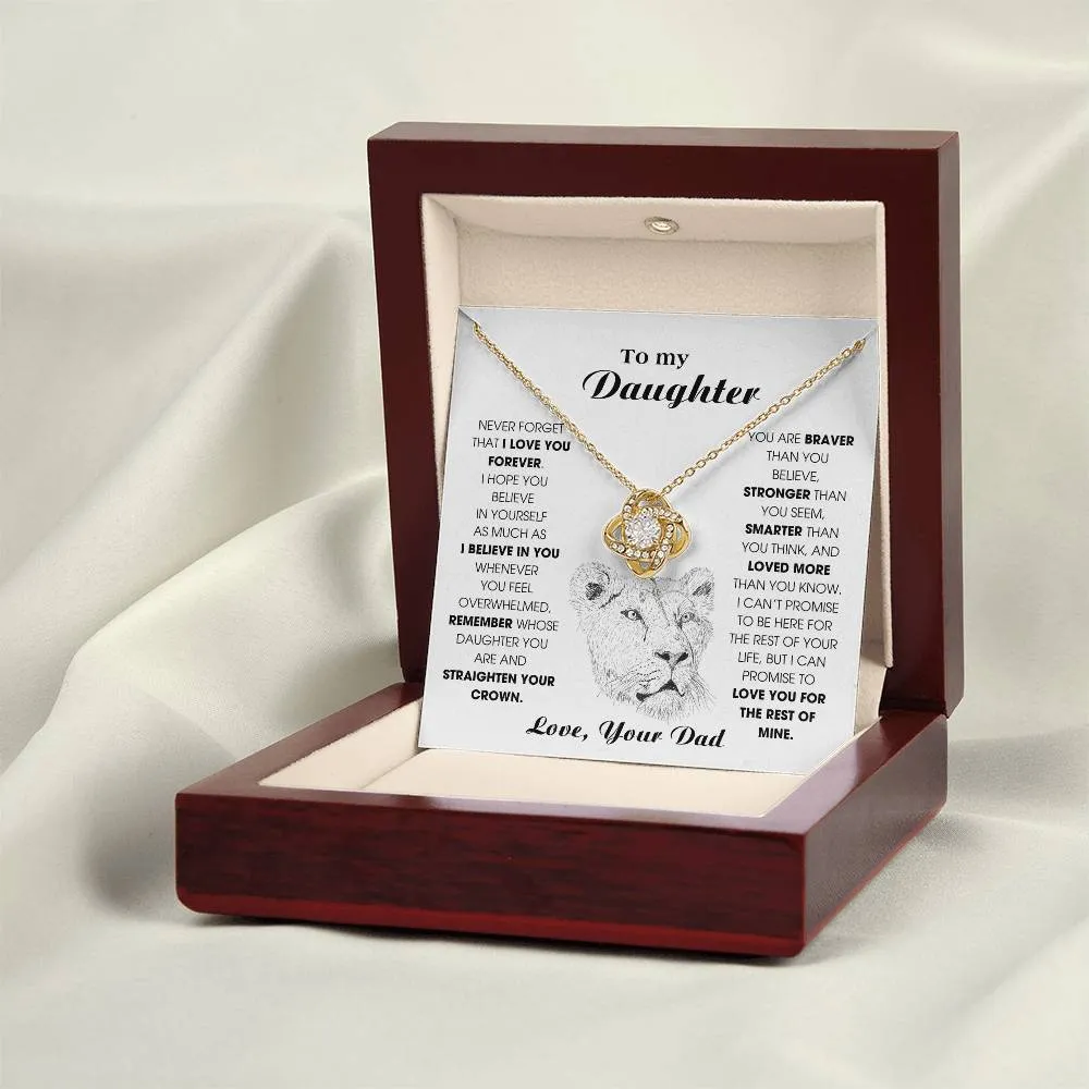 Daughter Gift, Daughter Necklace, 14k Sentimental Gift With Message Card & LED Box , Lion Card