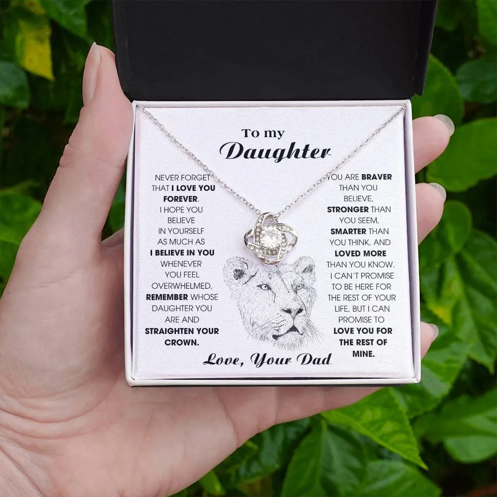 Daughter Gift, Daughter Necklace, 14k Sentimental Gift With Message Card & LED Box , Lion Card