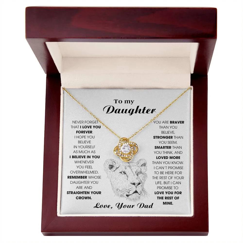 Daughter Gift, Daughter Necklace, 14k Sentimental Gift With Message Card & LED Box , Lion Card