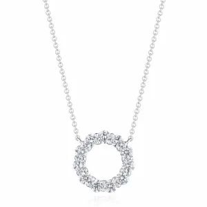 David Weisz 18k White Gold Diamond Circle Pendant Necklace