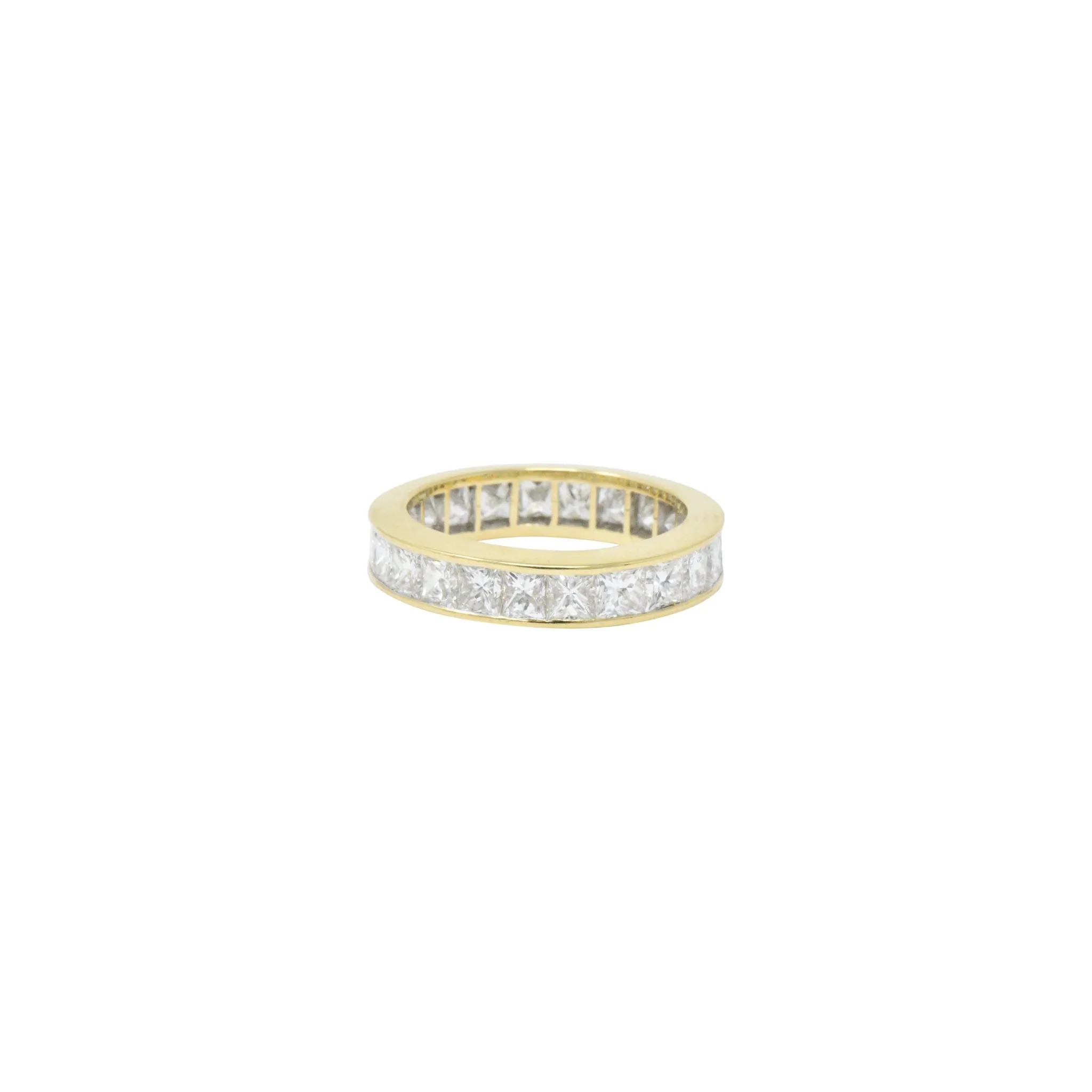 Dazzling 3.25 CTW Princess Cut Diamond 18 Karat Gold Eternity Band Ring