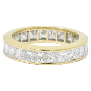 Dazzling 3.25 CTW Princess Cut Diamond 18 Karat Gold Eternity Band Ring