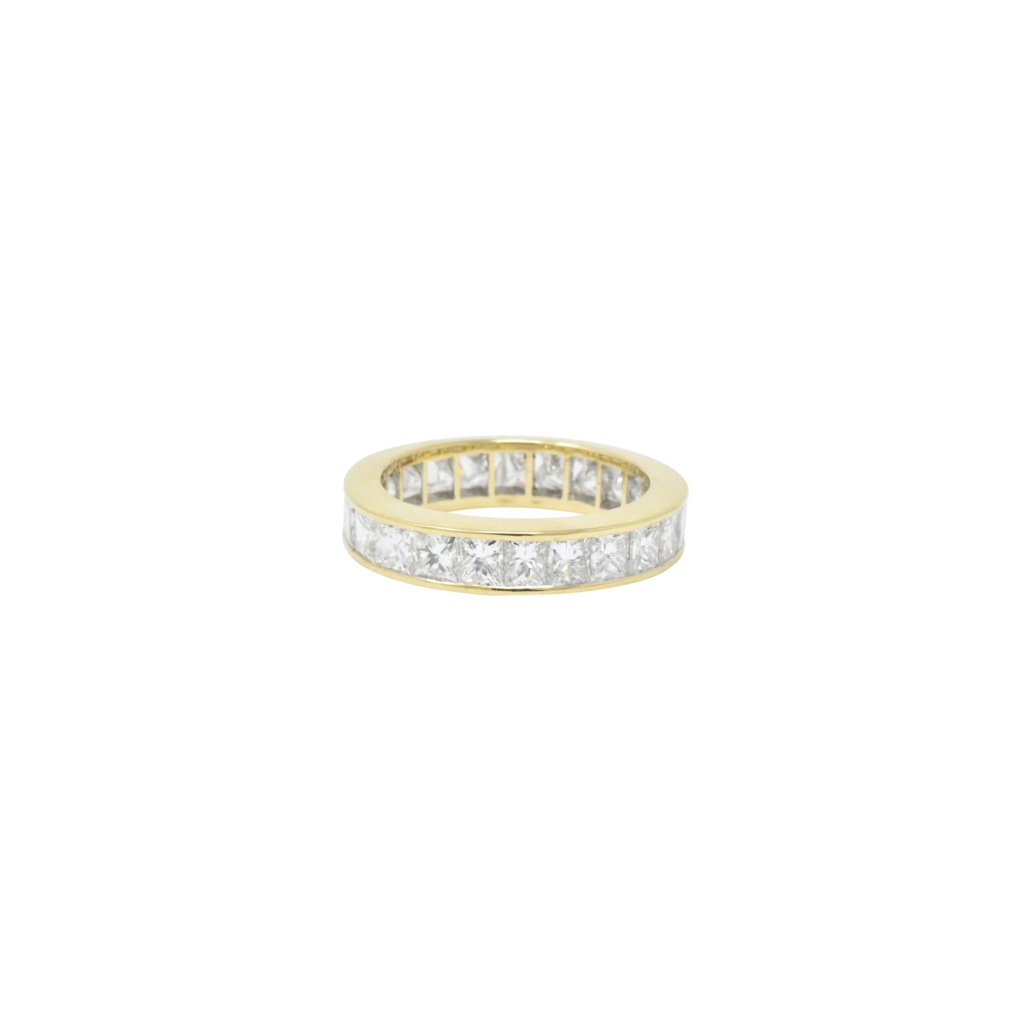 Dazzling 3.25 CTW Princess Cut Diamond 18 Karat Gold Eternity Band Ring