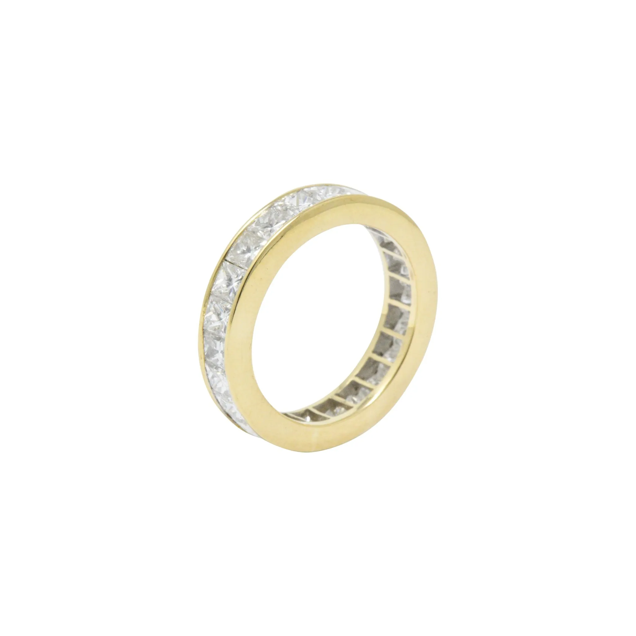 Dazzling 3.25 CTW Princess Cut Diamond 18 Karat Gold Eternity Band Ring