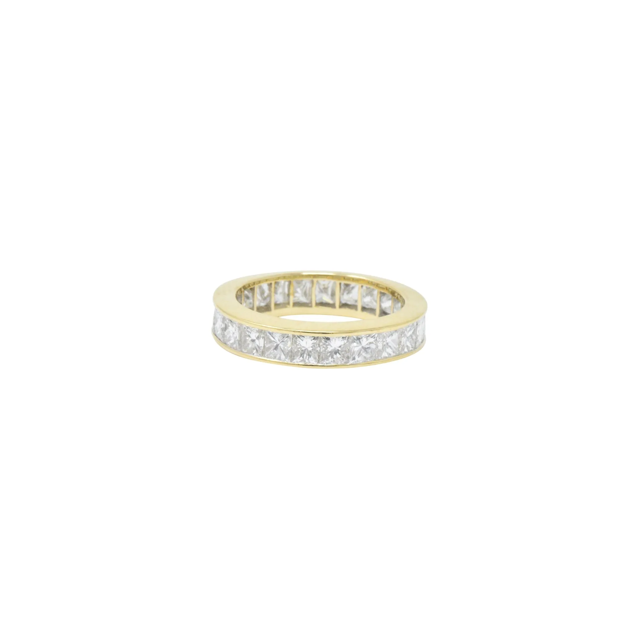 Dazzling 3.25 CTW Princess Cut Diamond 18 Karat Gold Eternity Band Ring