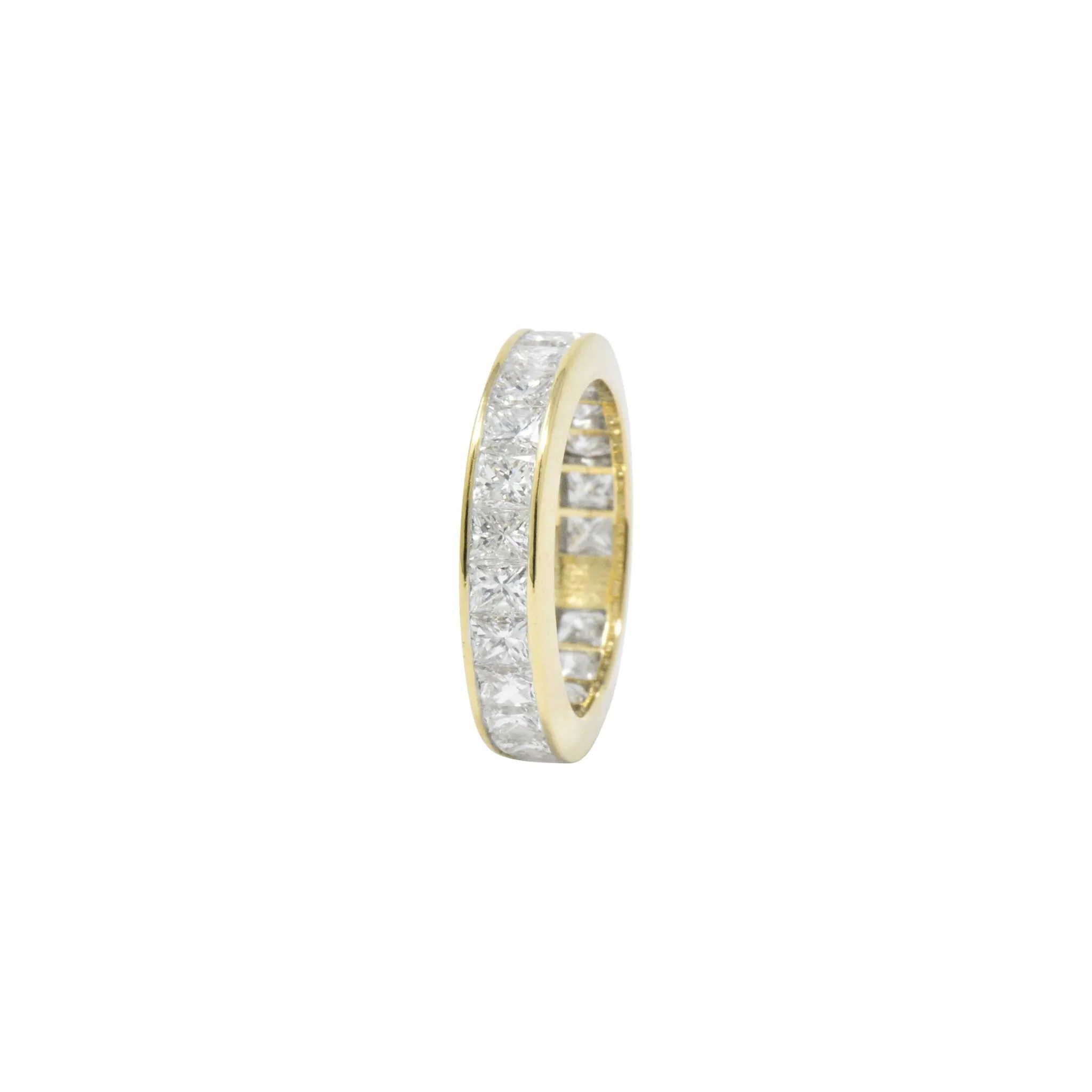 Dazzling 3.25 CTW Princess Cut Diamond 18 Karat Gold Eternity Band Ring