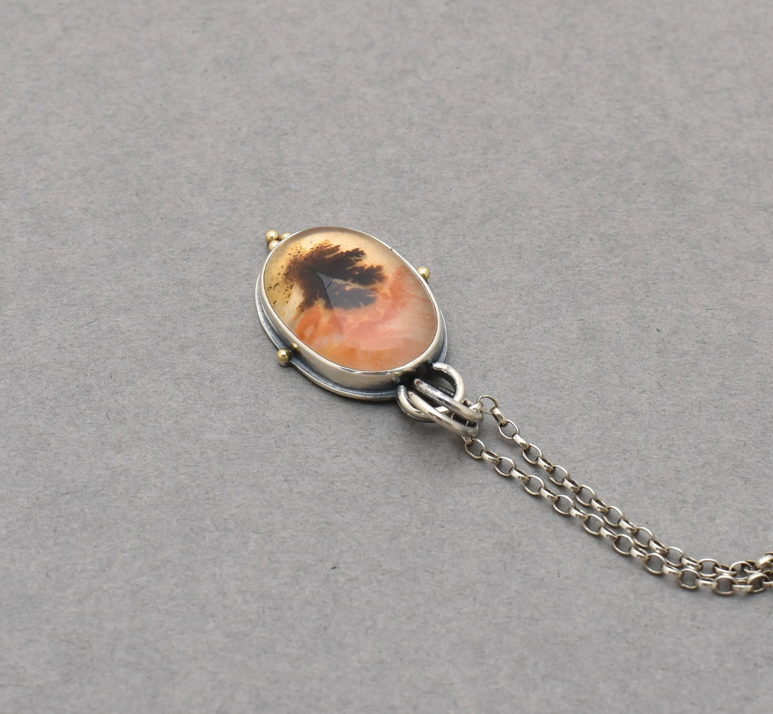 Dendritic Agate and Quartz Pendant.
