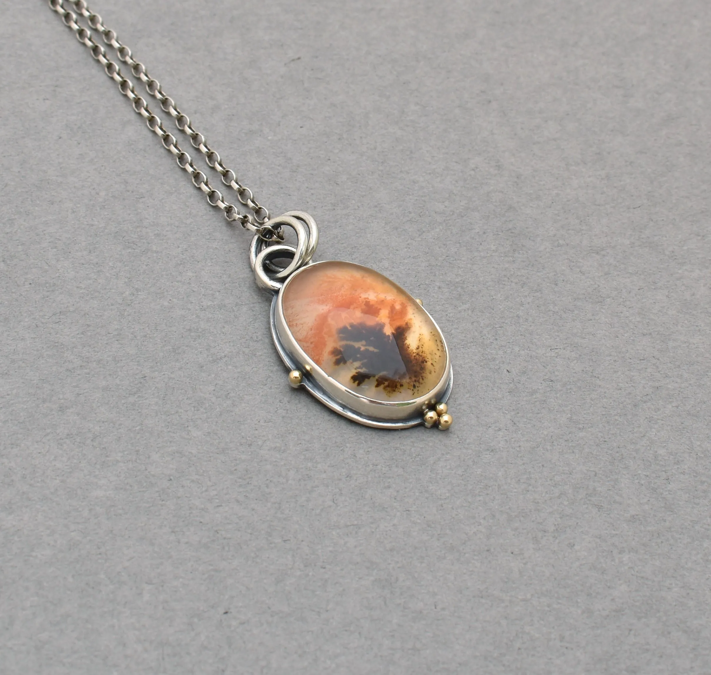 Dendritic Agate and Quartz Pendant.